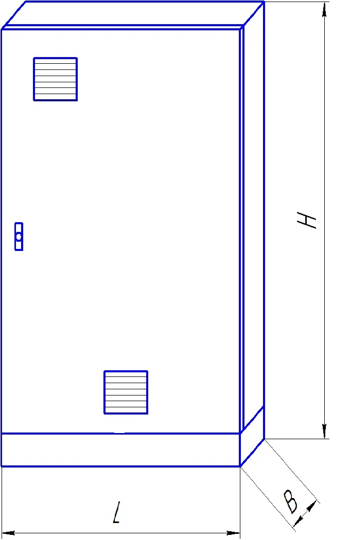 Общий вид шкафа управления и габаритные размеры