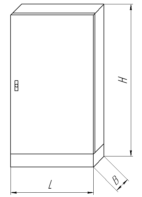 Общий вид шкафа управления и габаритные размеры