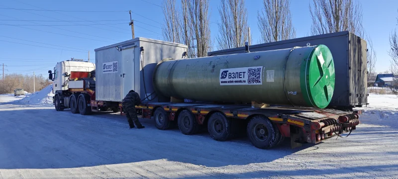 Доставка КНС с павильоном зимой