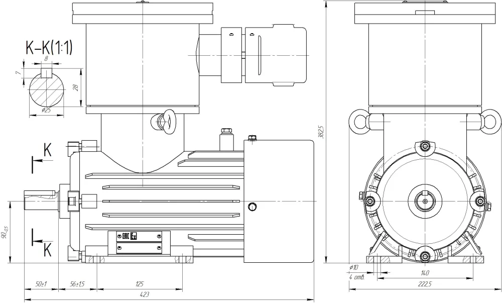 Электродвигатель Иртыш РВ Ех 90L2 T У2,5 IM1081 660/1140B 3/3000 – общий вид и габаритные размеры