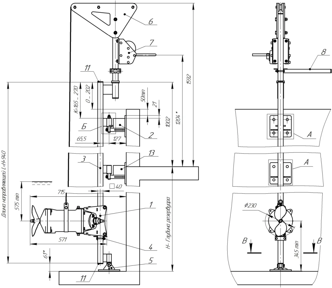Общий вид и габариты электромешалки 