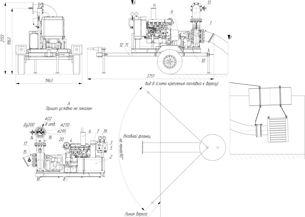 Габаритно-присоединительный чертеж ДНА