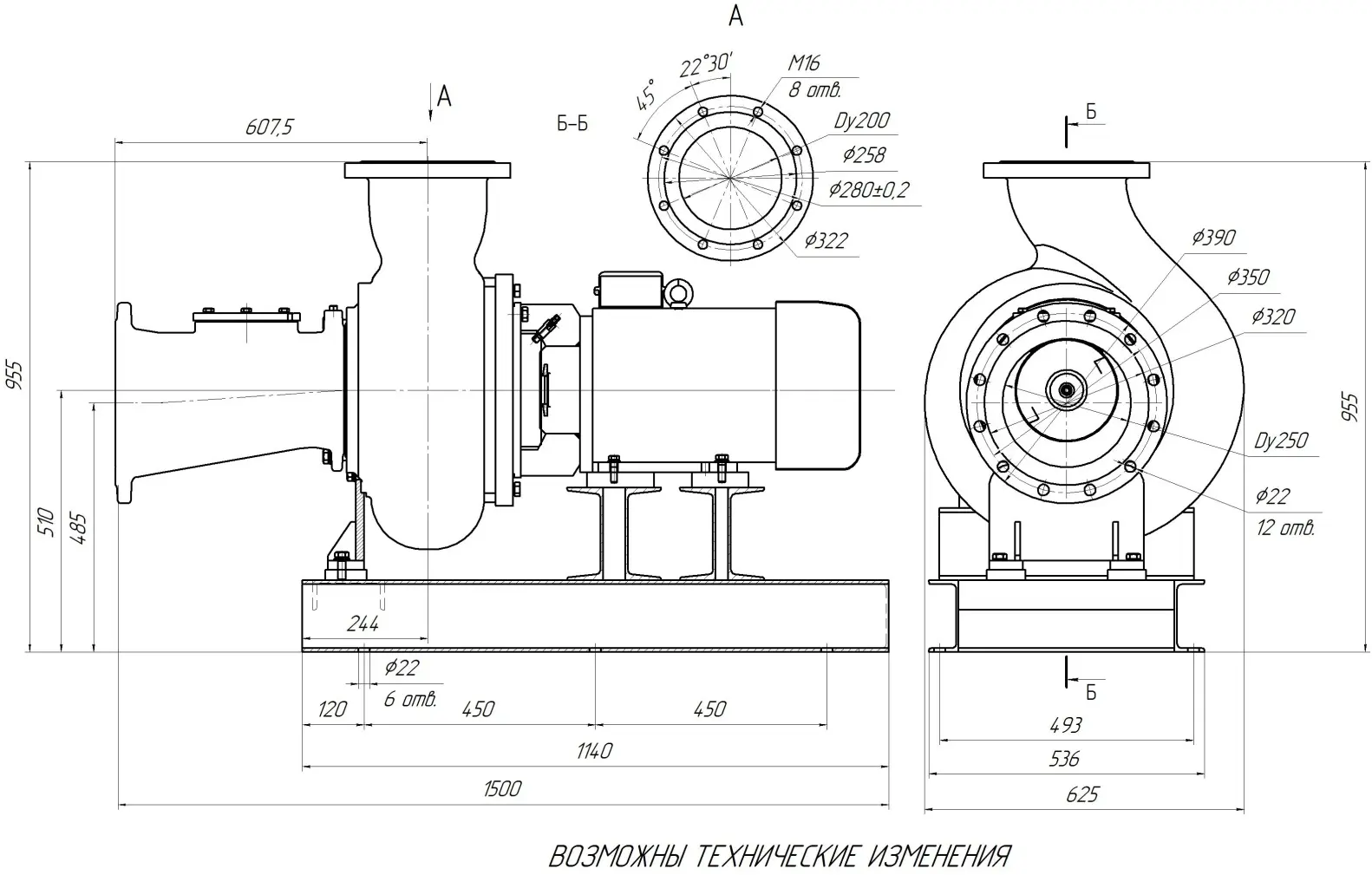 Габаритные размеры электронасоса НФ2 200/360.306-15/6-216