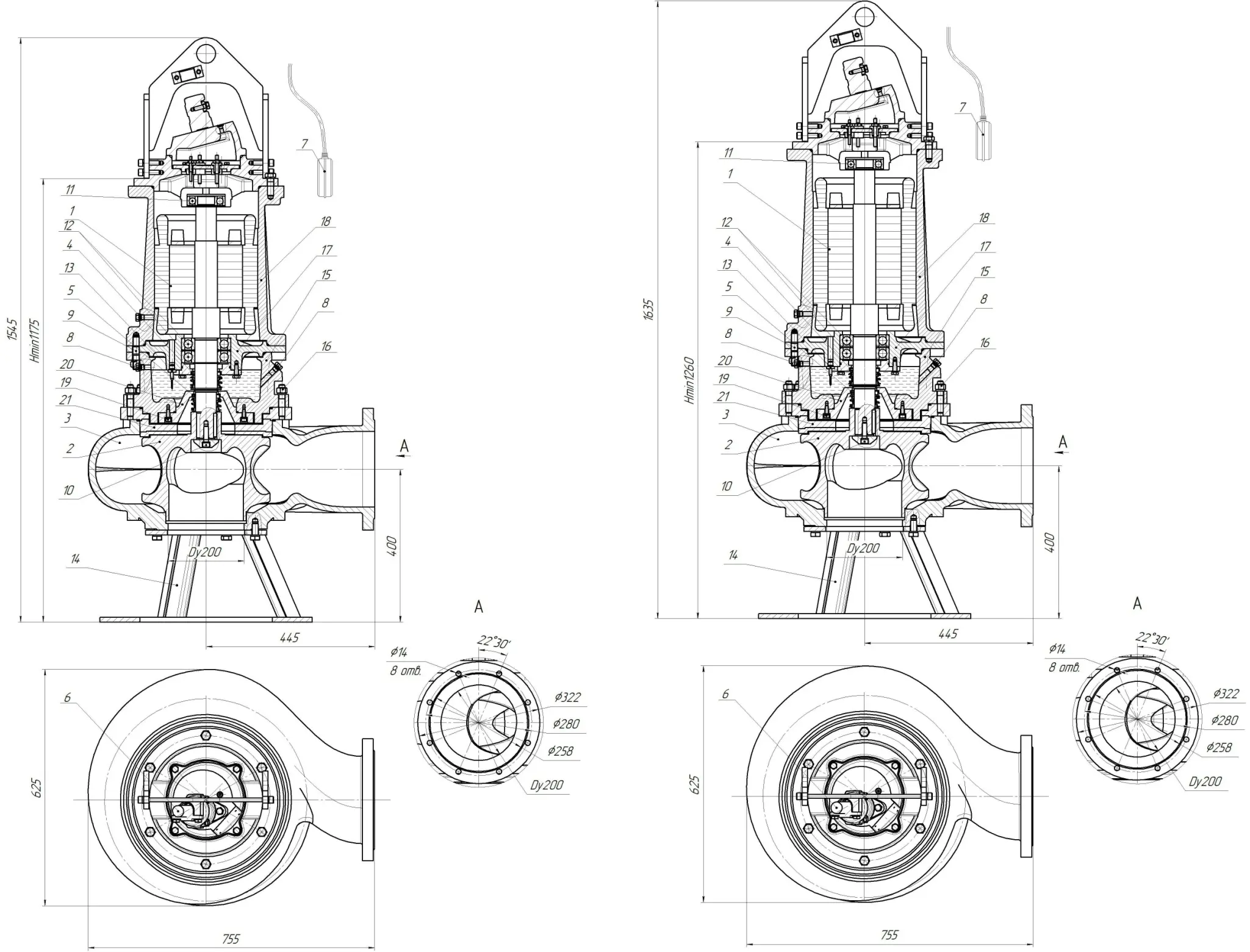 Габаритные размеры насоса