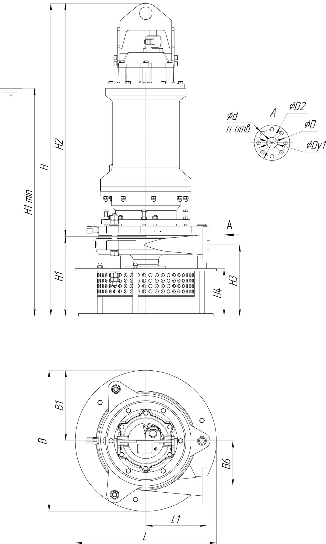 Габаритные размеры насоса ПШ4 100/334.334.И-37/4-016
