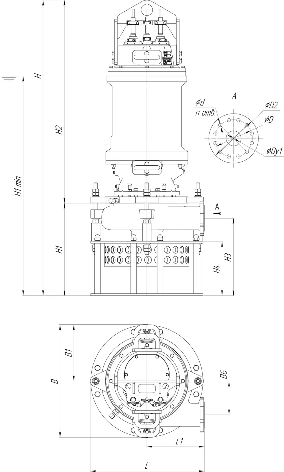 Габаритные размеры насоса ПШ4 100/388.388.И-75/4-016