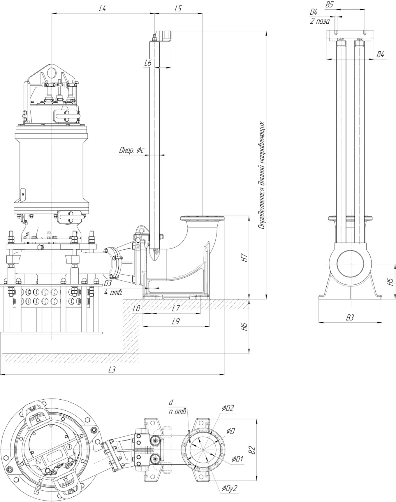 Габаритные размеры насоса ПШ4 100/388.388.И-75/4-116