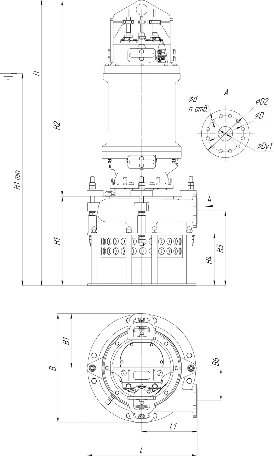 Габаритные размеры насоса ПШ4 100/440.440.И-75/4-006