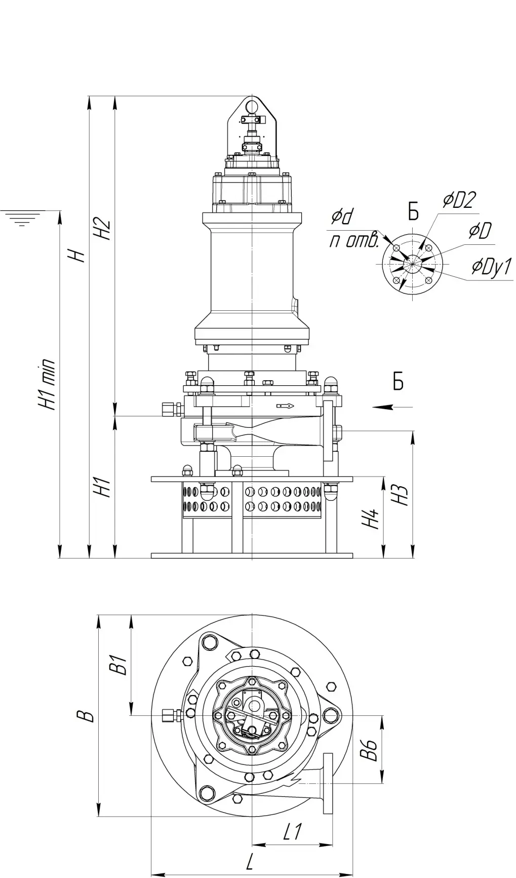 Габаритные размеры насоса ПШ4 80/270.270.И-15-5,5/6-016