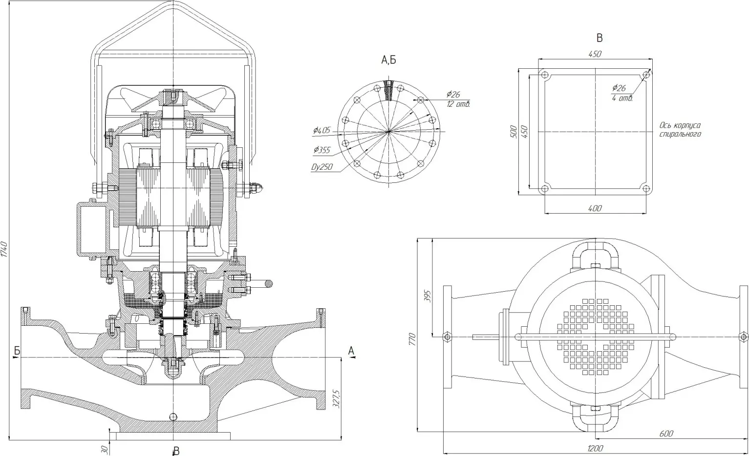 Габаритные размеры насоса