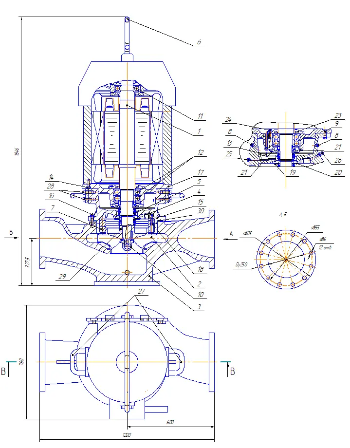 Габаритные размеры насоса