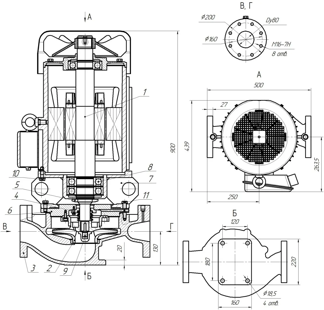 Габаритные размеры насоса