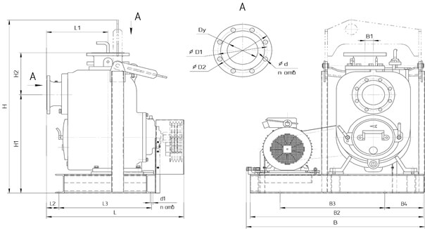 Габаритные размеры насосов НС2 80/230.230