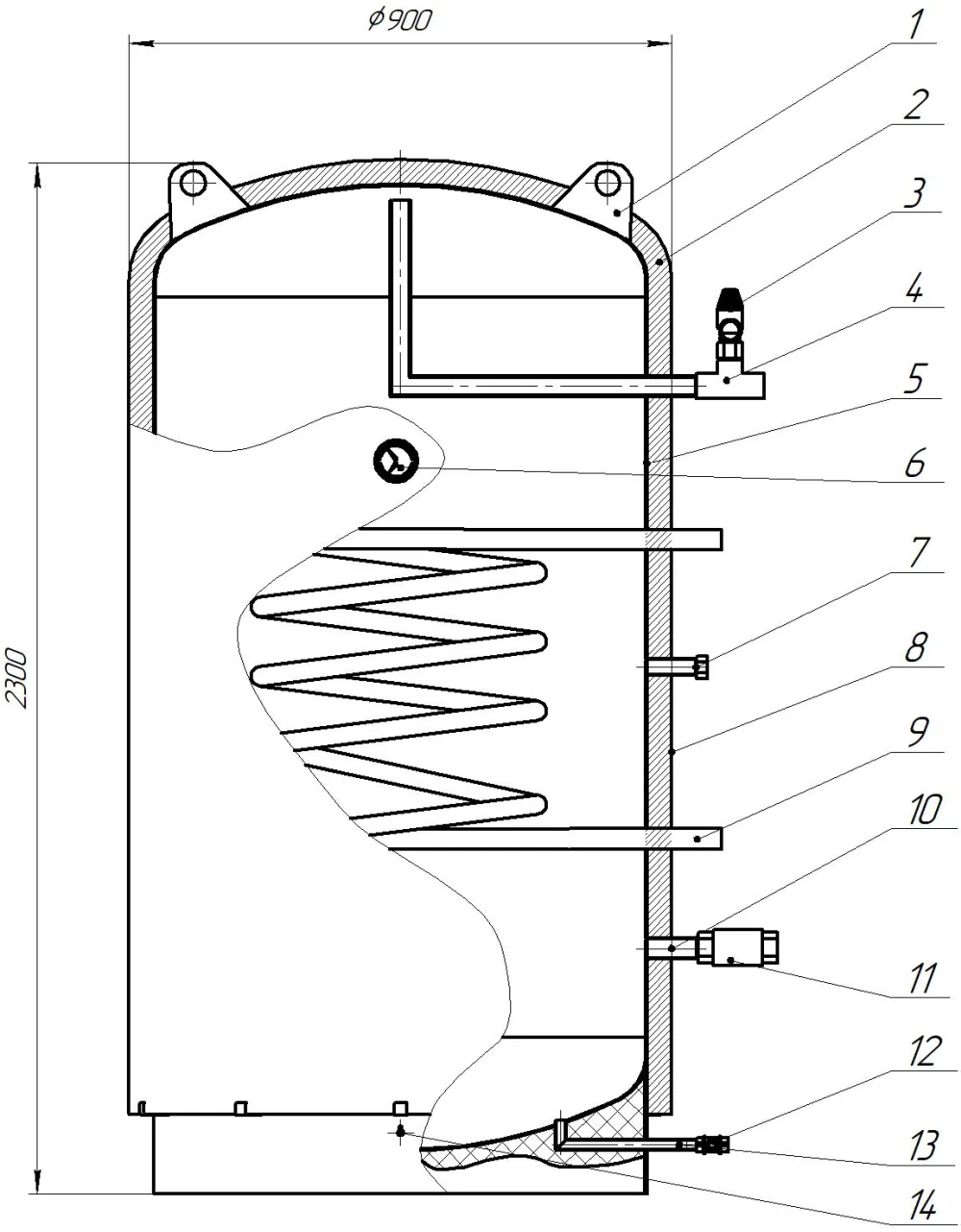 Водонагреватель косвенного нагрева ВЭТ-1000/W44